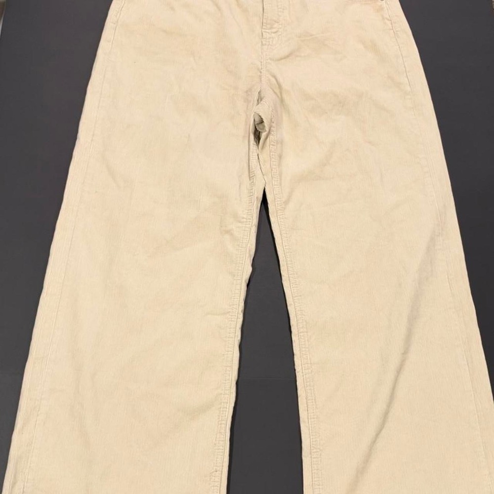 Gap Women High Rise Wide Leg Corduroy Pants Cream Tan 16/33R NEW